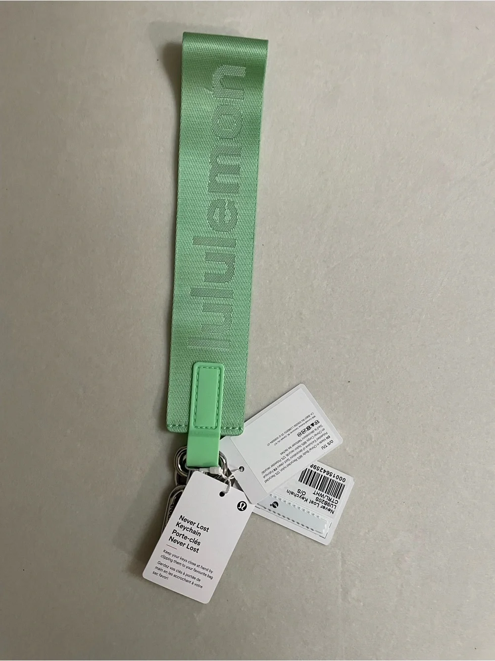 Lululemon NWT Never Lost Keychain Mint Green Citrus Branded Wrist Strap Keychain
